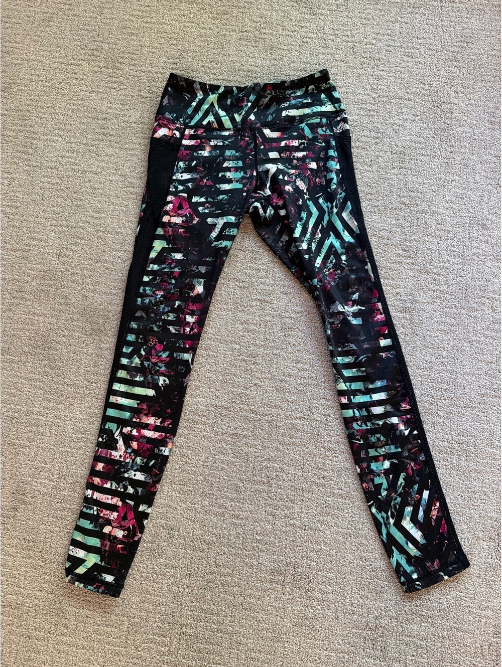 Nicole Miller New York Active Printed Leggings with Mesh Panels